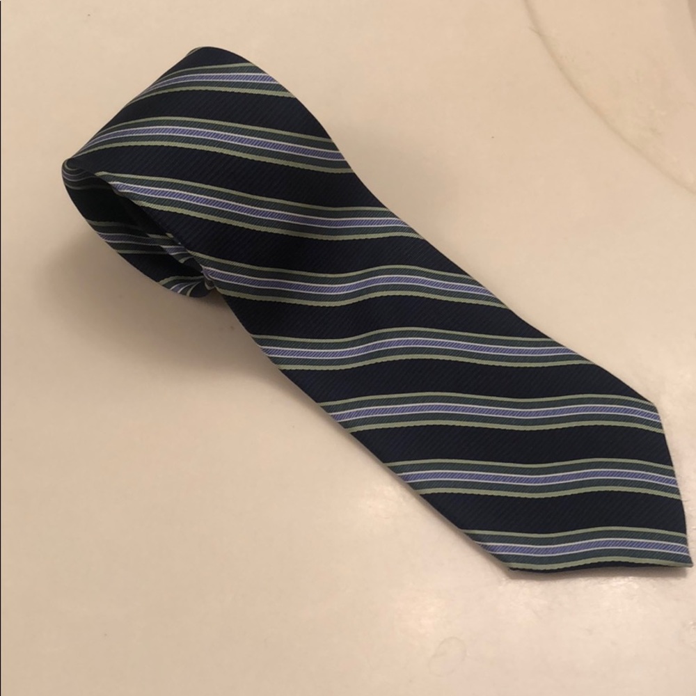 Navy Blue/Green Skinny Tie